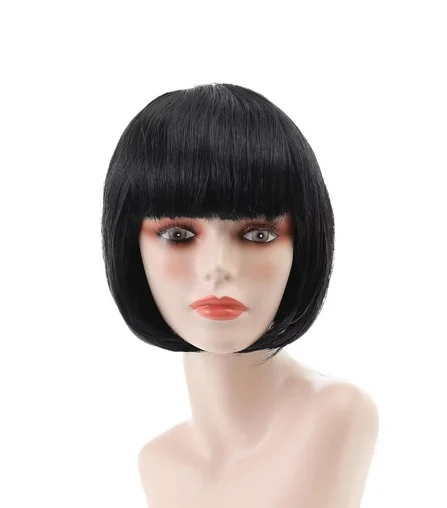 Peruca sintética reta de Bob com franja para mulher, perucas curtas de Bob Cut, Lady Daily Fashion, 10 polegadas, 25cm