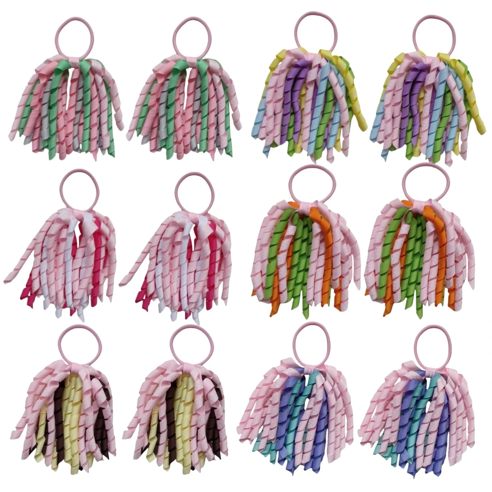 

Back to School Korker Curly Ribbon Bow Corker Flower Hair Ties Ponytail Holder Elastic Rubber Band School Uniform Headband 50PCS