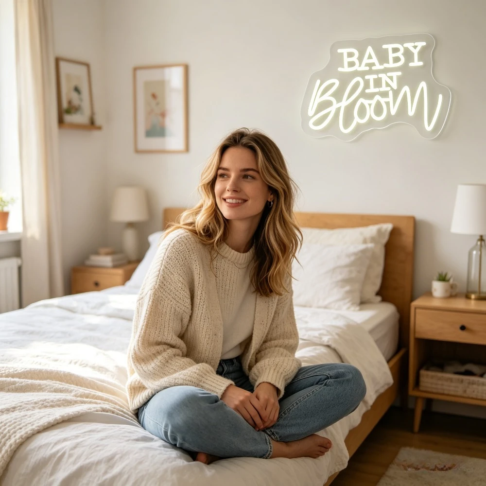Neon Sign Baby In Bloom LED Wa - Baby Nursery Table recension och pris