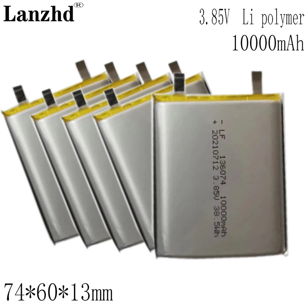 1-12 szt. 136074 10000mAh 3.85V litowo-polimerowe ogniwo zamienne do mobilne źródło zasilania DIY, akumulator wysokiego napięcia 3.7V