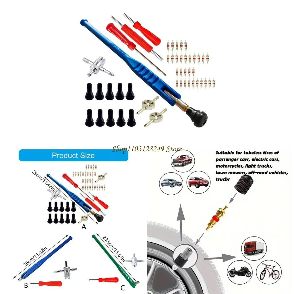 

N5KD 47PCS клапаны STEM STEM STEM Клапальные клапаны установка для механики и энтузиастов DIY