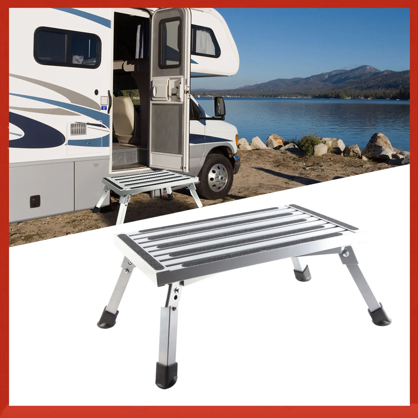 

Складной табурет-ступенька для автофургона Многофункциональный резиновый табурет-ступенька Серебристо-серый Стабильный складной табурет-ступенька из алюминиевого сплава для автофургонов