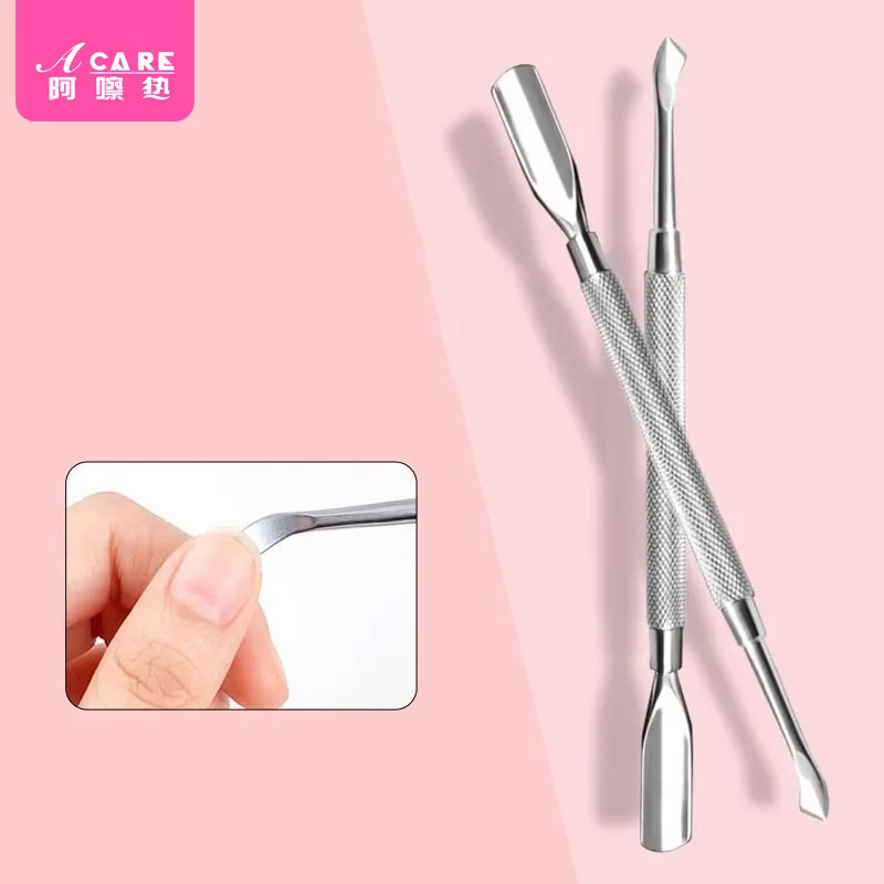 角質除去プッシャーA1-ステンレス鋼シャベルエッジバーブプッシュフォーク角質除去フォーク爪切り携帯用