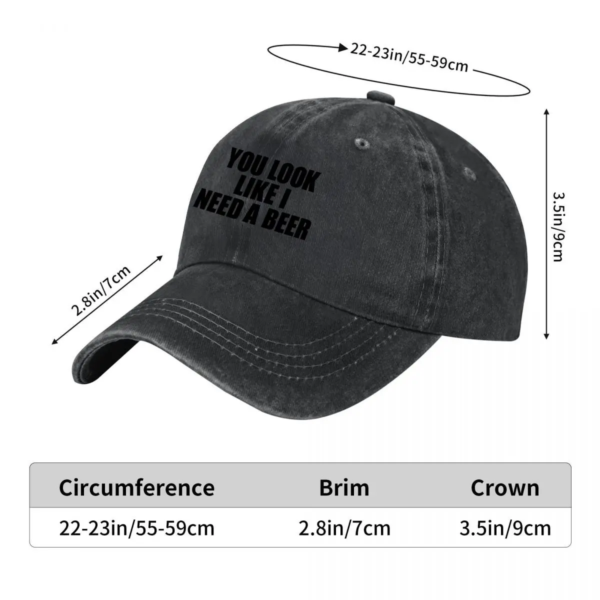 You Look Like I Need A Beer Funny Quote Typography New Vintage Washed Cotton Baseball Cap Sun Hats