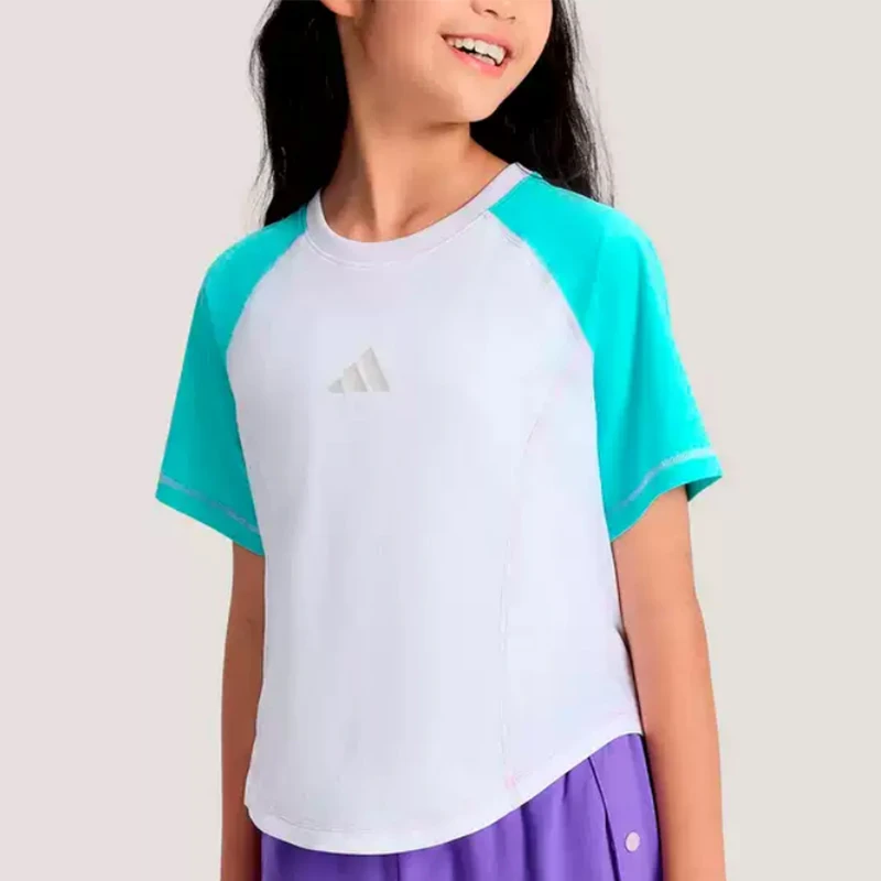 adidas-genuine-round-neck-pullover-color-blocked-short-sleeved-new-children's-short-sleeved-t-shirt-kg7852