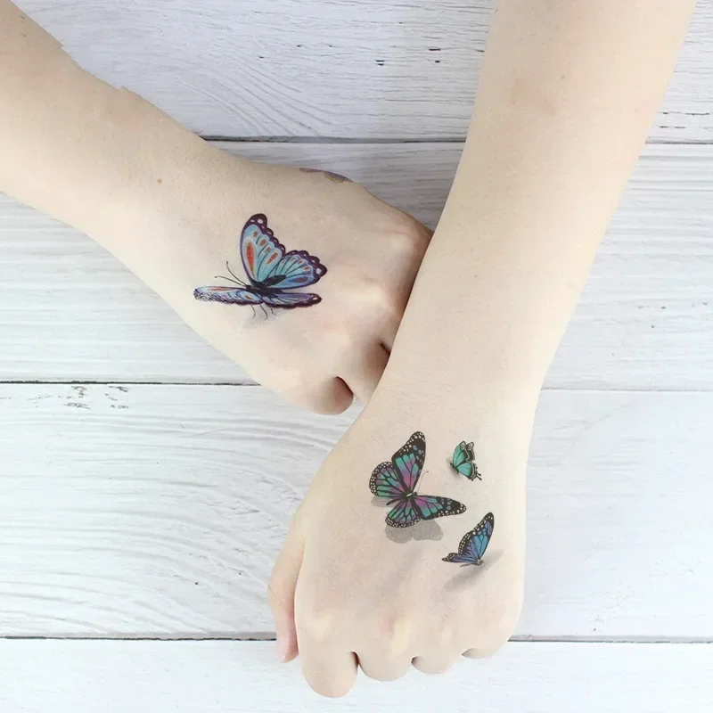 1 Uds Color mariposa tatuaje cara temporal niño tatuaje pegatina cuerpo tatuaje para niños lindos niños mujeres tatuajes