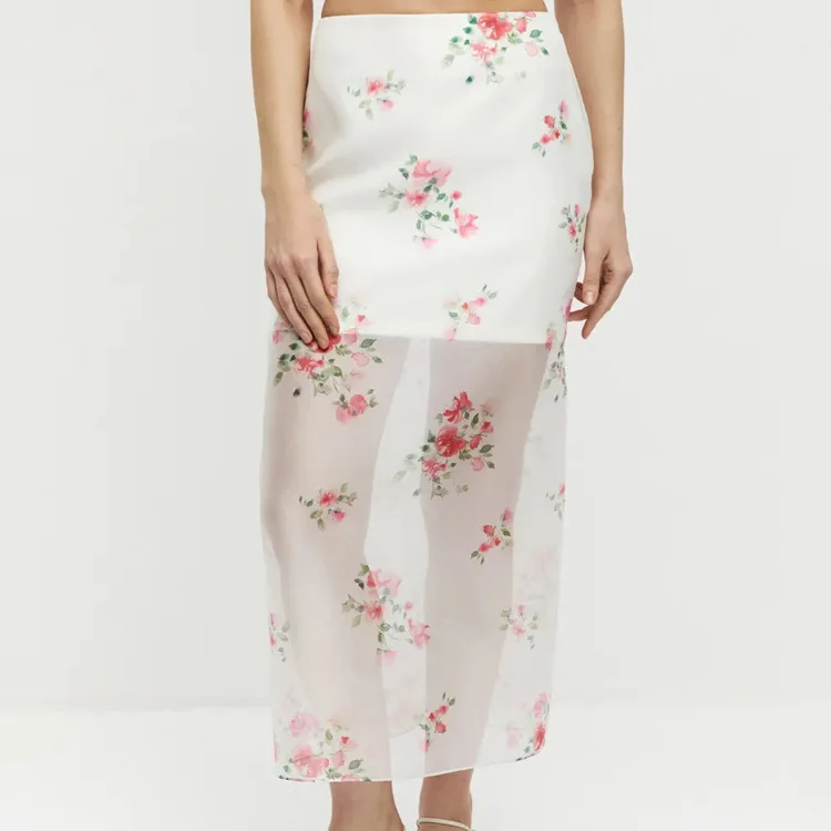 

2026 Printed Perspective High Waist Split Skirt Women's Double-layer Design Sense Commuter Versatile Hip Skirt