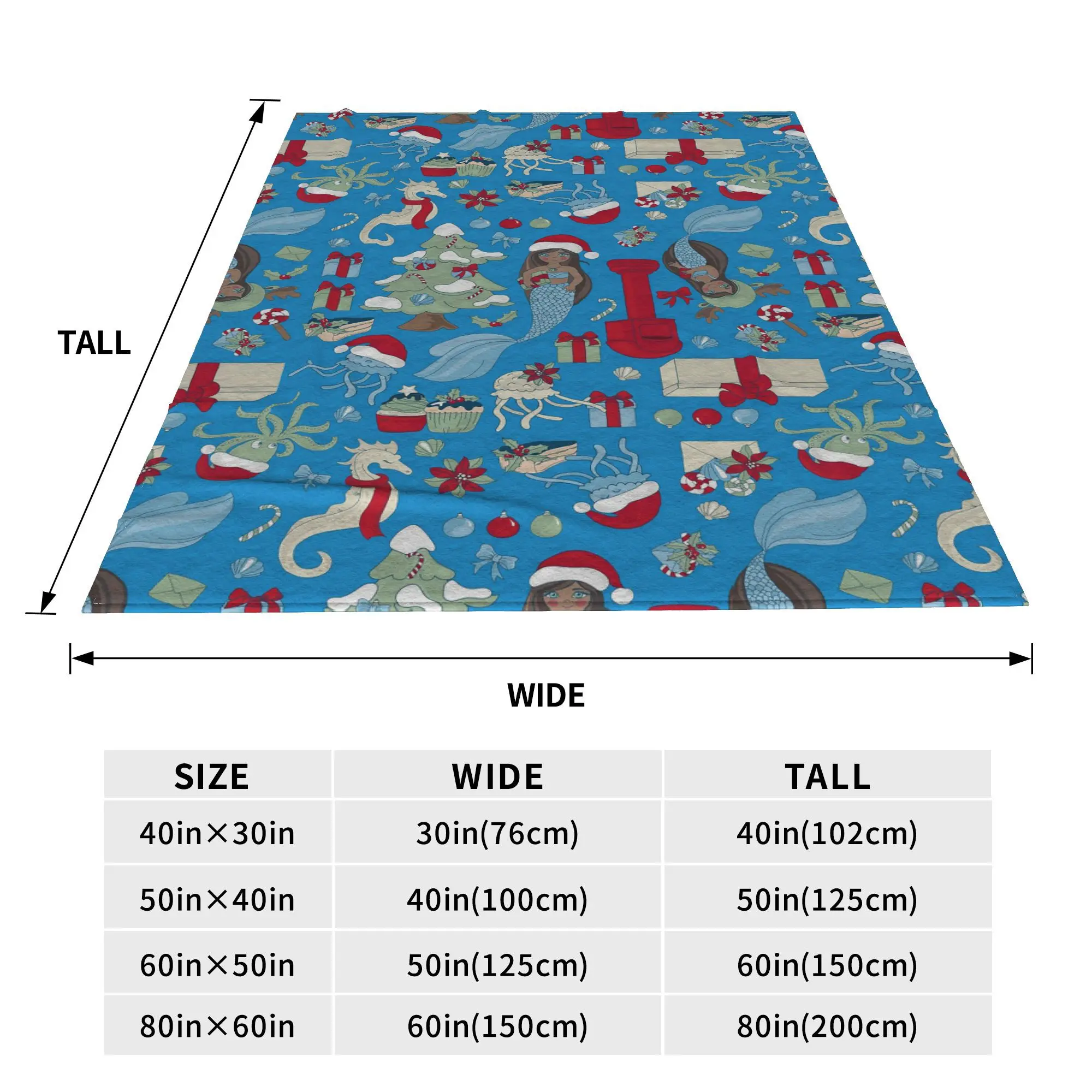 ocean christmas black mermaid seahorse jellyfish octopus Blankets Super Soft Fleece Sofa Throw Blanket for Home Bedroom Travel