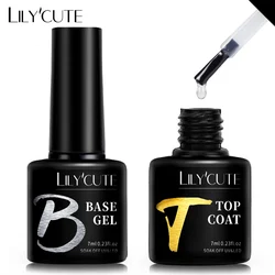 LILYCUTE 7ML Base Nowipe Top Coat UV Gel Colorful Gel Nail Polish Semi Permanent Soak Off UV LED Nail Art Manicure Nail Varnish