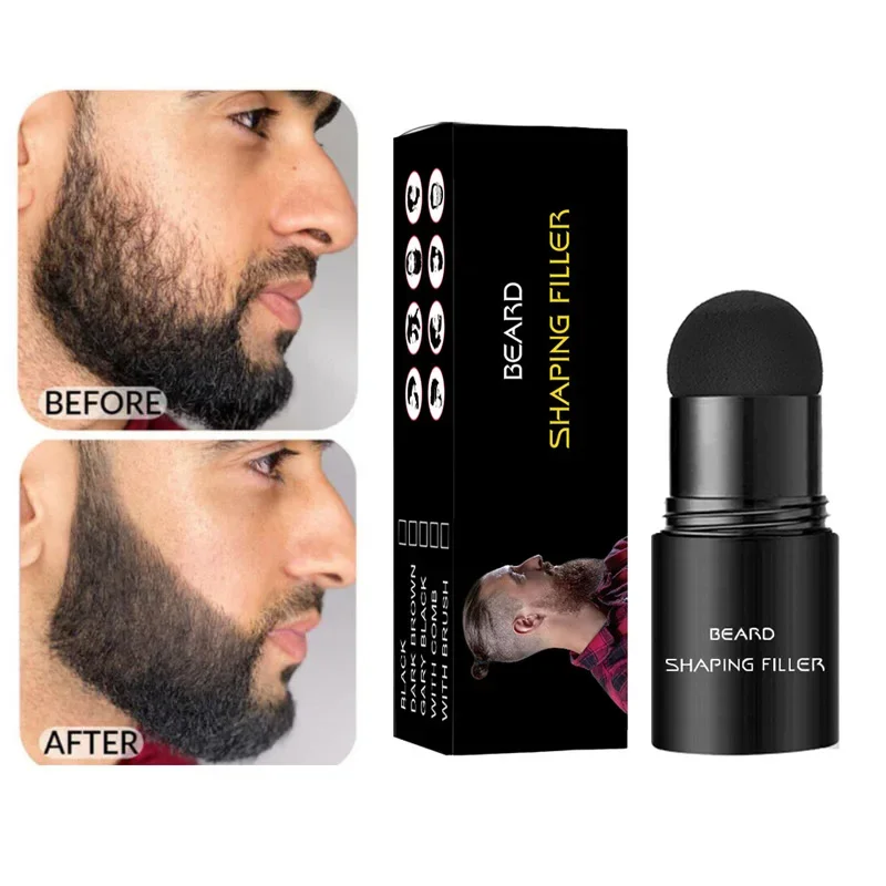 Bâton de remplissage de barbe imperméable pour hommes, stylo saillant de réparation avec brosse, remplissage plus complet, rehausseur de moustache, poudre de barbe