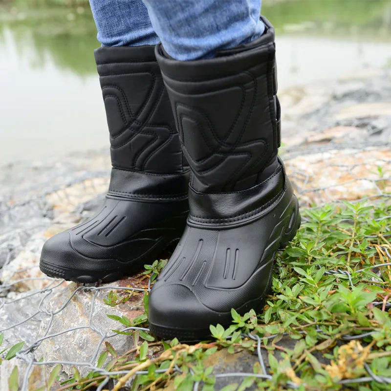 Herren-Winterstiefel mit hohem Schaft, wasserdicht, rutschfest, dick gefüttert, warm, für Outdoor-Wanderungen, Angeln, Tarnmuster, EU-Größe 39-46 – Detail 11