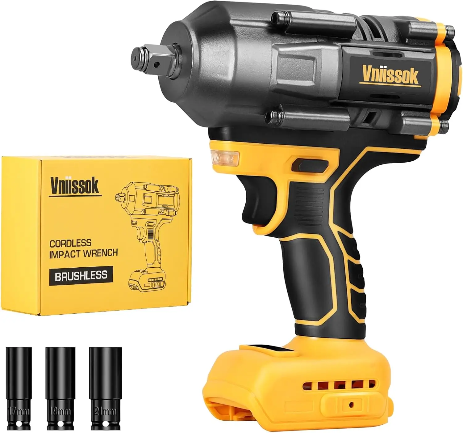 

1/2" Cordless Impact Wrench 1200N.m High Torque Brushless for 20V Battery, Variable Speed LED Light for Car Truck RV