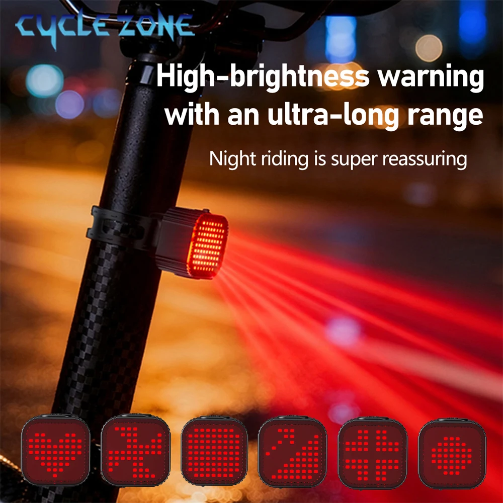 Smart Bike Brake Sensor Rear Light - ไฟท้ายจักรยานแบบสมาร์ทเซ็นเซอร์เบรก 6 รุ่น ชาร์จด้วย Type-C สำหรับจักรยานเสือภูเขาและจักรยานถนน