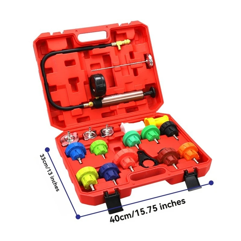 18Pcs Radiator Pressure Leakage Tester Tool Kit, Cooling System Water Tank Leak Test Detector Set With Hand Pump