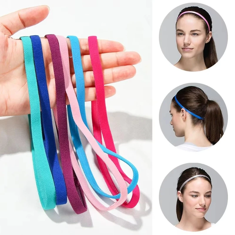 

5pcs Unisex Sports Thin Headband Non-Slip Elastic Women Men Yoga Hair Bands Sweatband Football Running Biking Sports Hairband