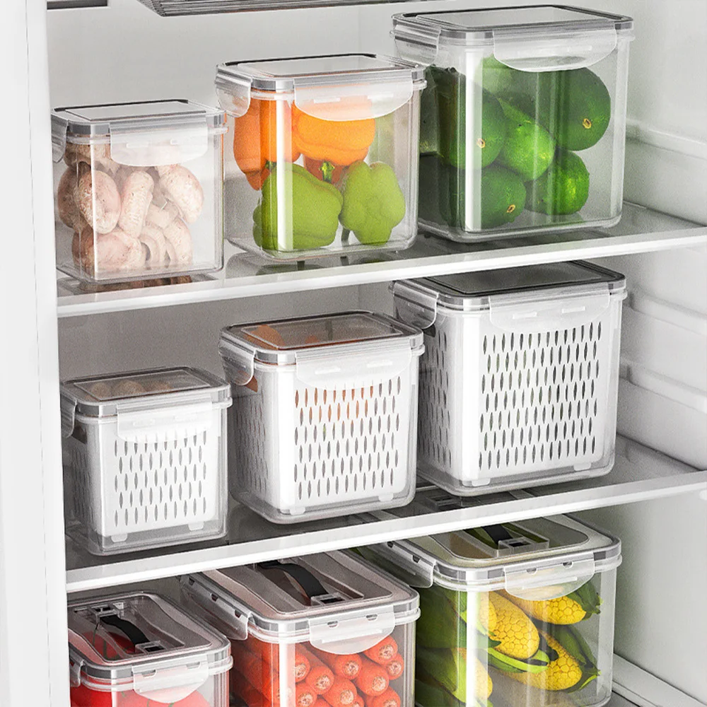 Household Food Sealing Container Food Strainer Box Vegetable Container for Home Kitchen Refrigerator