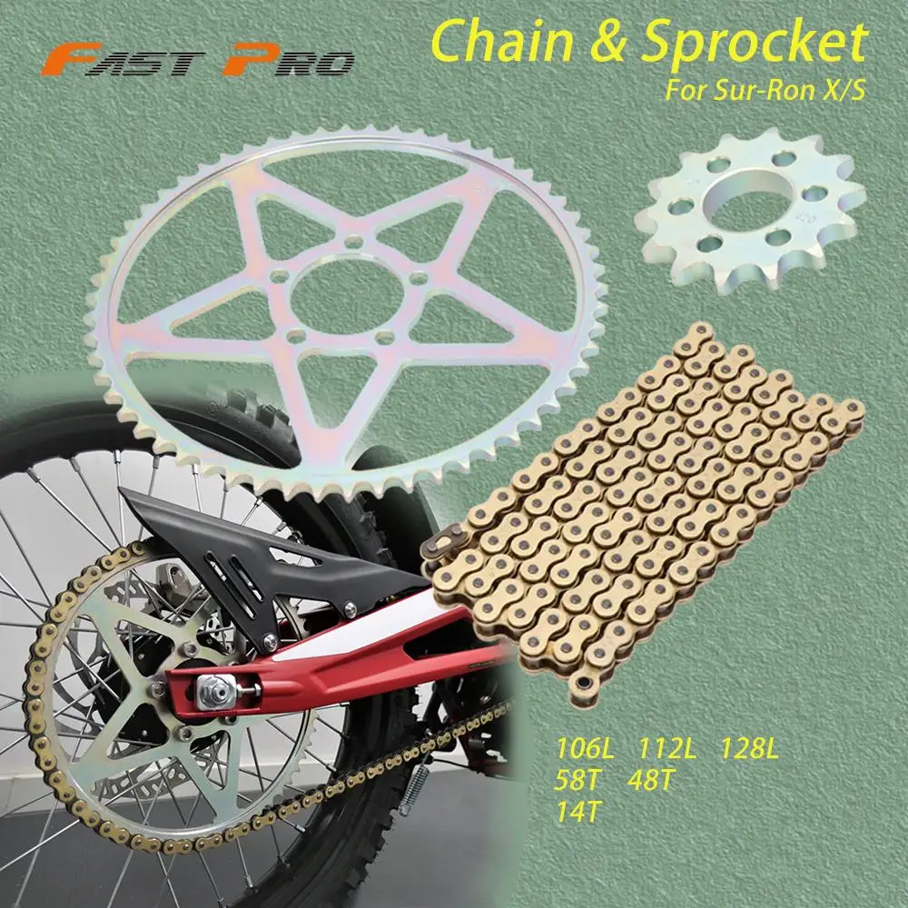 Front 14T Rear 48T 58T Sprocket 106L 112L Chain For Surron Sur Ron Lightbee X S Motorcycle Off-Road Electric Vehicle Dirt E-Bike