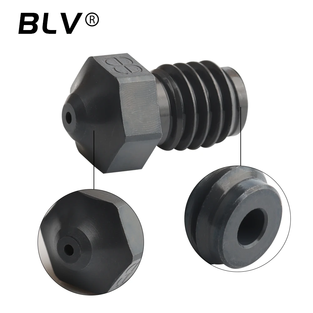 BLV® X Phaetus EndCoat™ V6 Nozzle Patented Coating Technology Hardened Steel Nozzle for 1.75mm Filament M6 Thread