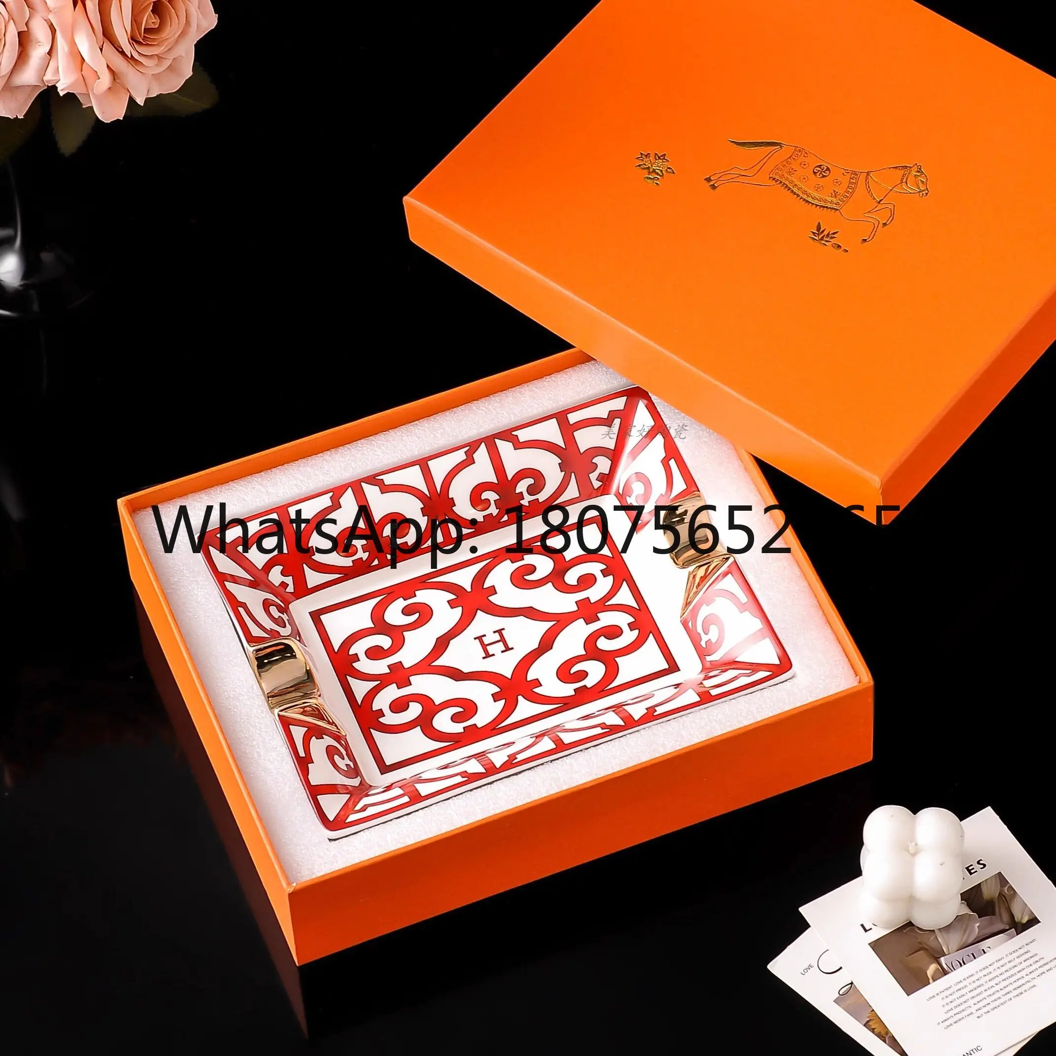 Light luxury ceramic ashtray European cigar creative simple trend home bar