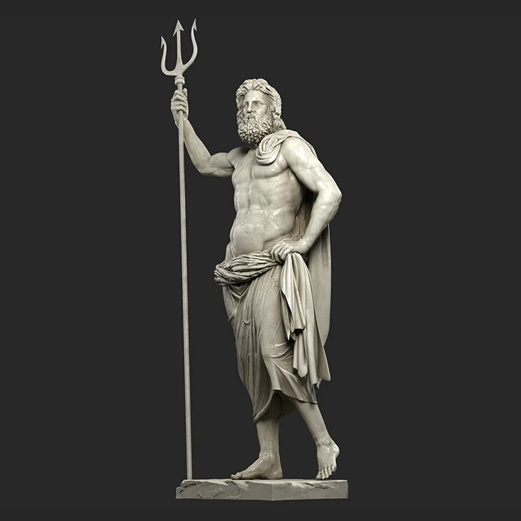 China White Marble Italian Escultura De Poseidon Heykel Life Size Marble Poseidon Statues