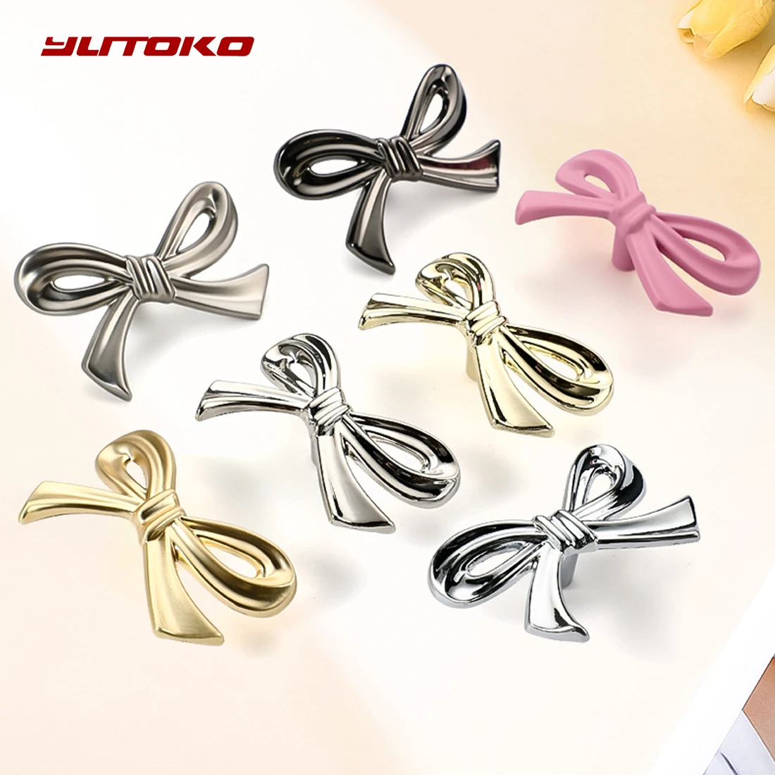1/2/4Pcs Bow Shape Drawer Knob Gold Brass Cabinet Handles Kitchen Cupboard Pulls Wardrobe Drawer Knobs Furniture Handle Hardware