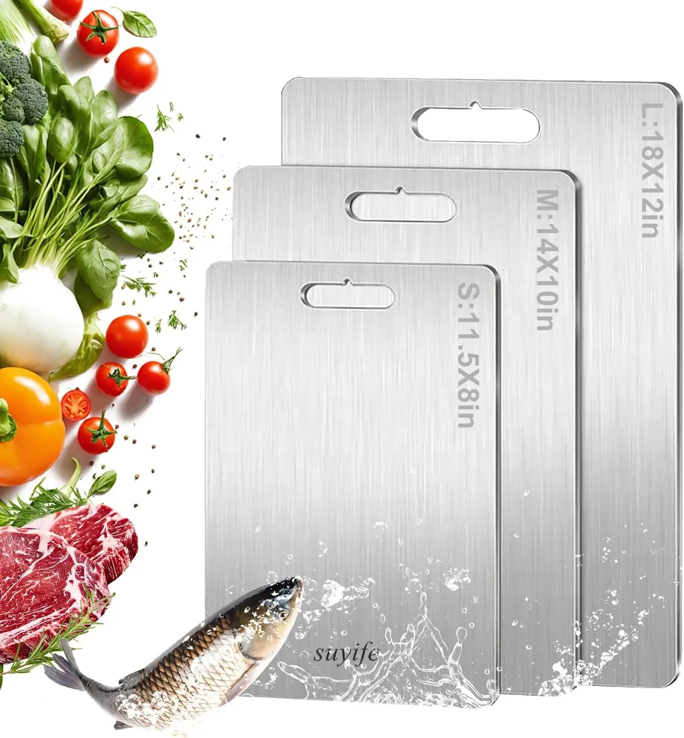 

3-Piece Titanium Cutting Board Set, Double-Sided Food-Grade for Meat, Veggies, Fruit - 2025 New Kitchen Essential