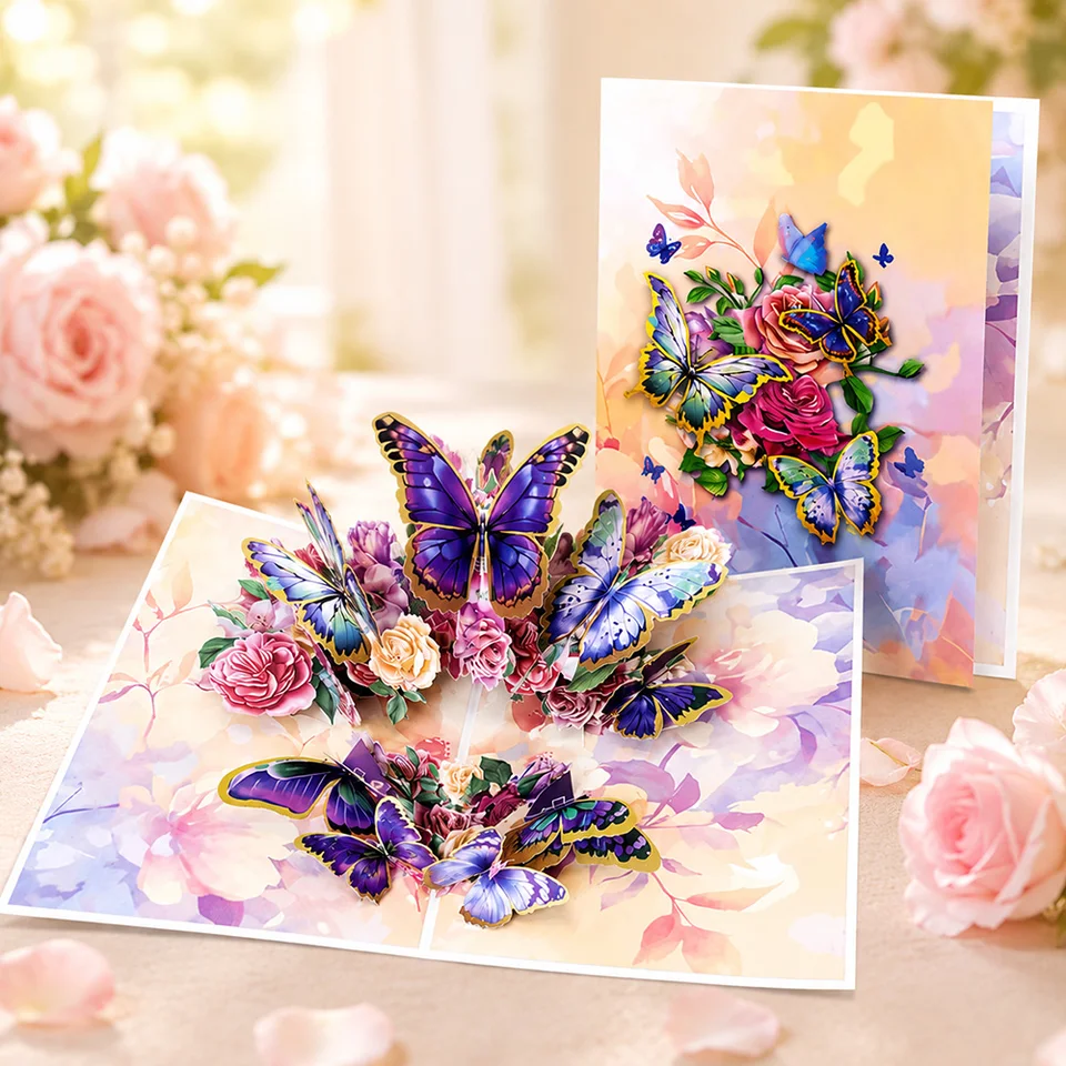 3D Pop Up Flower Greeting Cards Wedding Card Anniversary Thanksgiving Valentines Day Birthday Gift Thank You Card Handmade Cards, image 17