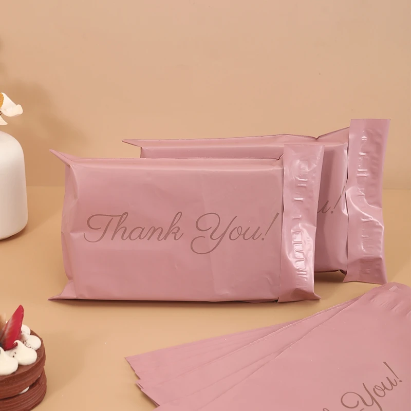 100pcs Pink \'Thank You\' Express Bags With Simple Graphic, Ideal For Office, Gifts Packaging, Express Packing Supplies