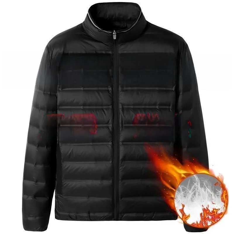 

Ultra-Thin Men's down Cotton Jacket Lightweight Fashionable plus Size Slim Fit Short Style Stand Collar No Hood Autumn Wear