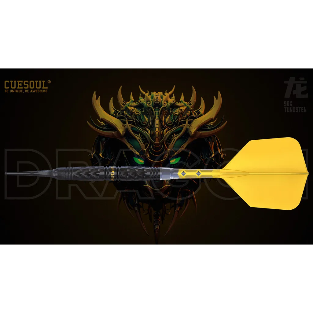 

CUESOUL Chinese Zodiac ‘DRAGON’19g Soft Tip 90% Tungsten Dart Set with Titanium Coated and Integrated ROST T19 Flight
