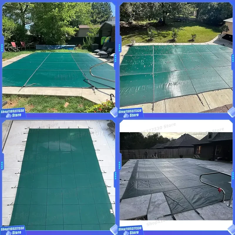 30x60ft Solar Pool Cover Winter Leaf Mesh PVC Blanket for Inground Swimming Pools Heavy Duty Protection Against Debris and