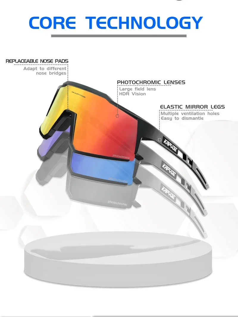 Kapvoe Photochrome Sonnenbrille Herren Fahrradbrille UV400 MTB Klar Mountainbike Übergang Fahrrad für Damen Sportbrillen – Detail 3