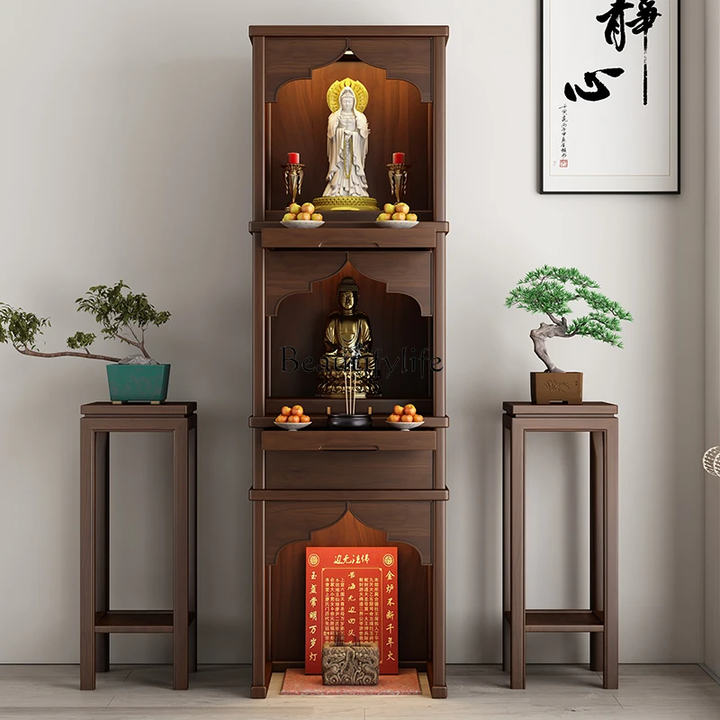 

Black walnut Buddhist platform home incense case three-layer casket modern light luxury