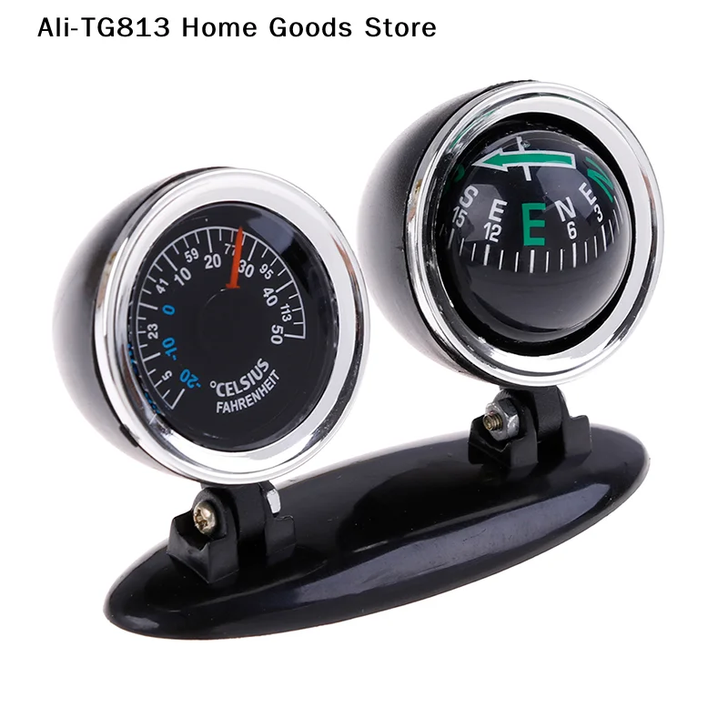 [TG813]2 in 1 Guide Ball Car Compass Thermometer Car Ornaments Direction Dashboard Ball