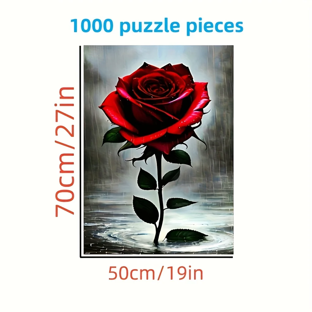 雨の中の赤いバラ ジグソーパズル 大人向け ロマンチックなテーマ 知的ゲーム ホームレジャー 芸術的装飾 パズルおもちゃ