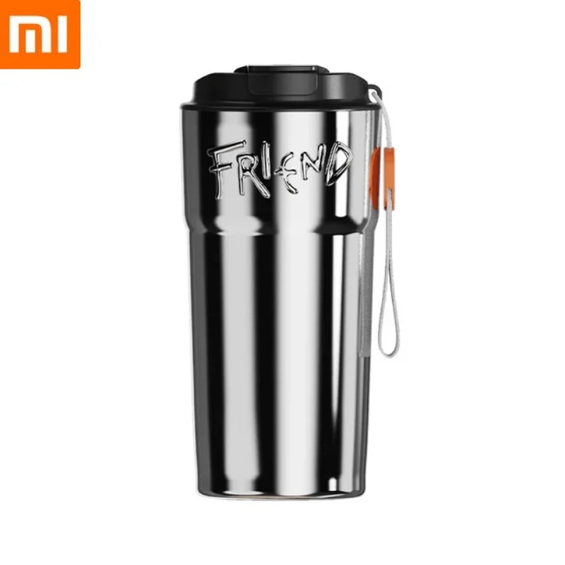 Xiaomi Portable Coffee Cups Sealing Leakproof Stainless Steel Liner Heat Preservation Trendy Double Cup Lid Vacuum Cup 600ML