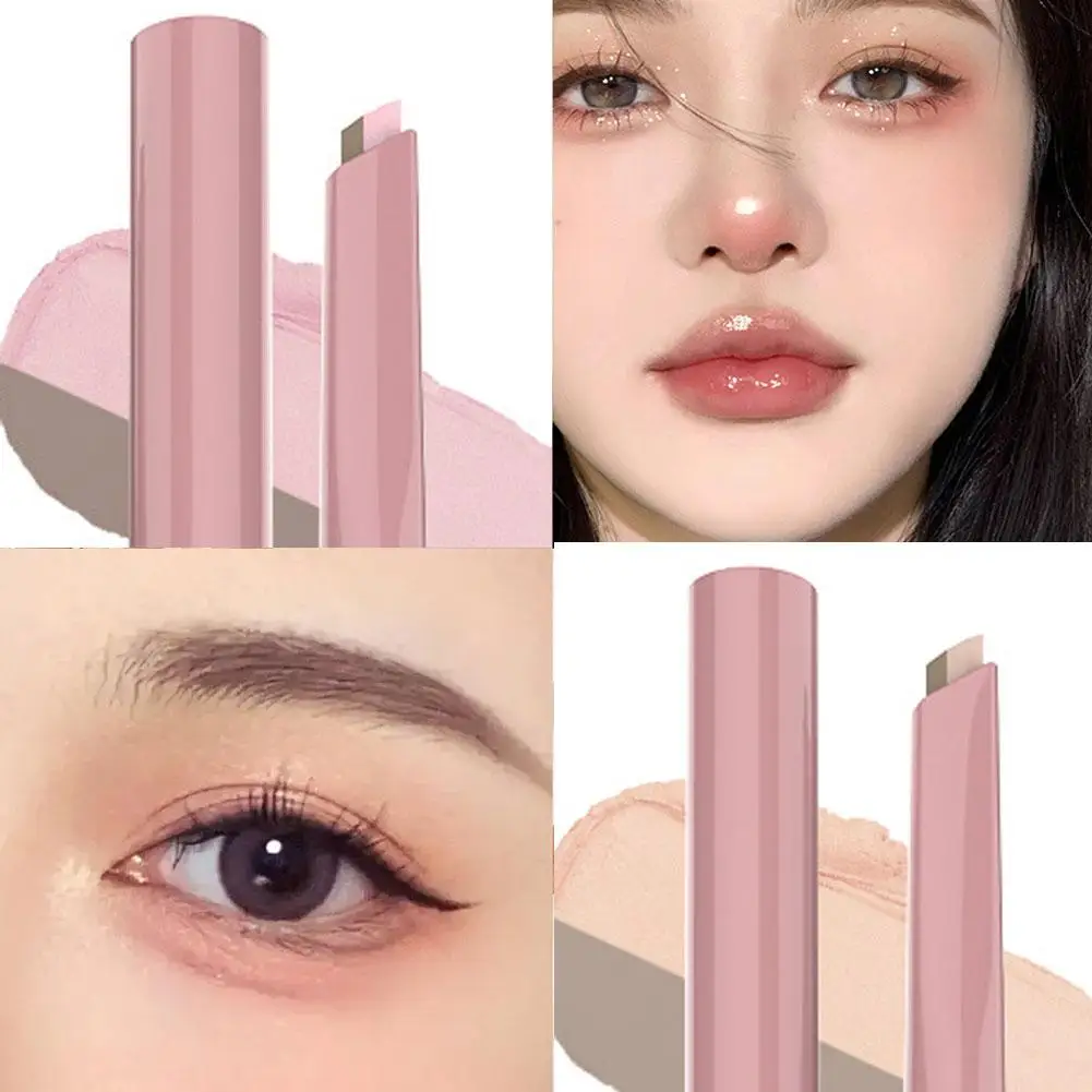 Double-End Lying Silkworm Pen Waterproof Anti-Sweat Natural Enlarge Eyes Cosmetic Pencil 3D High Lighter 2in1 Korean Makeup