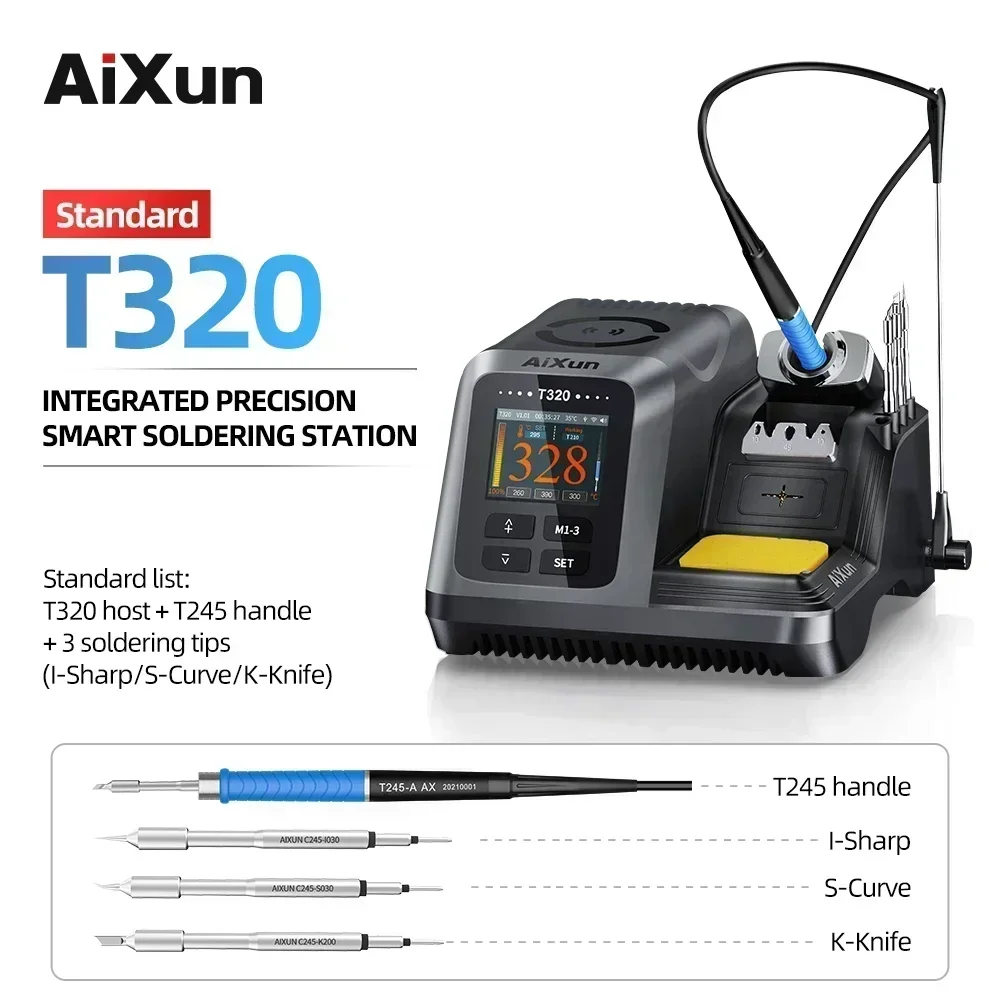 AIXUN T3B T3A T320 محطة لحام ذكية لحام T115/T210/T245 محطة إعادة العمل T3AS T3BS لأدوات لحام إصلاح PCB SMD BGA