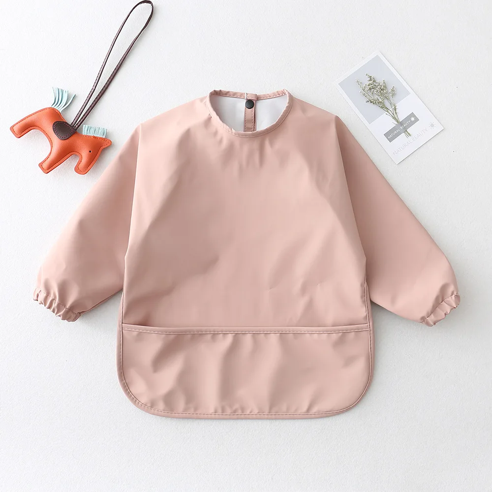 Solid Color Baby Pu Anti Dressing Eating Clothes Bib Super Soft Waterproof Baby Dirt Proof Feeding Clothe Soft Toddler Clothing