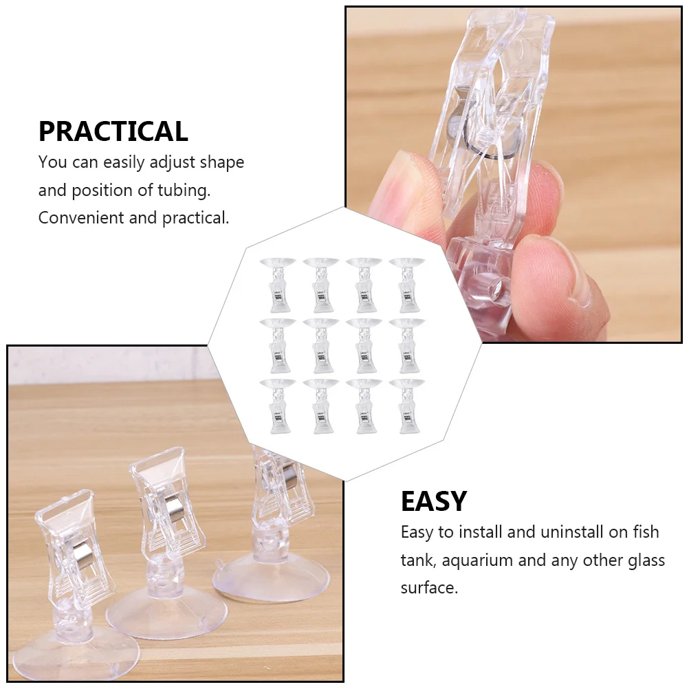 

12Pcs Aquarium Fodder Clamp Strong Suction Feeding Clip for Fish Tank Secure Algae Lettuce Holder Sucker Clip Aquarium Supplies