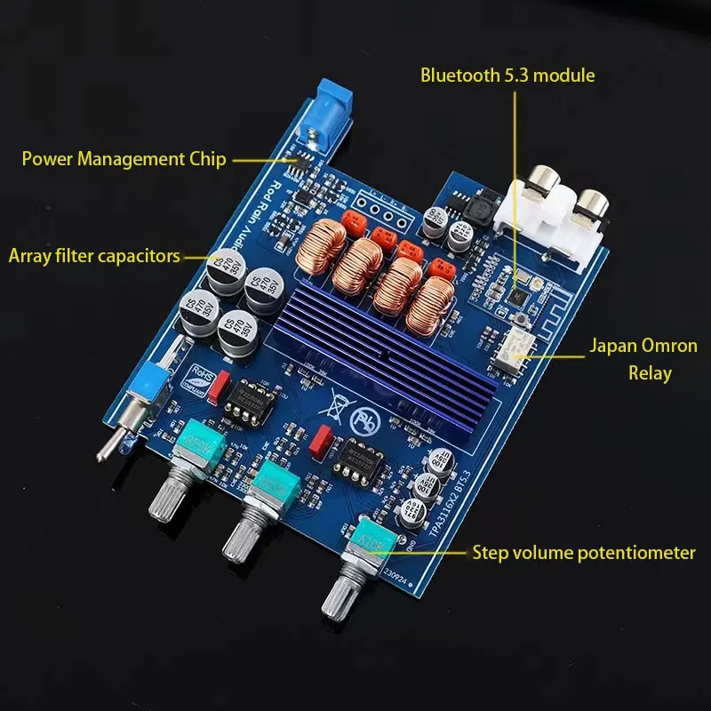 Luodeyu TPA3116 2,0 цифровой усилитель мощности для домашнего рабочего стола 100 Вт * 2 красное кольцо индуктор Bluetooth 5,3