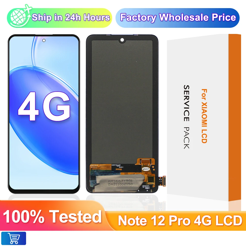 

6.67" AMOLED for Xiaomi Redmi Note 12 Pro 4G LCD Display Touch Screen For Redmi Note12Pro 4G 2209116AG lcd Replace, with Frame