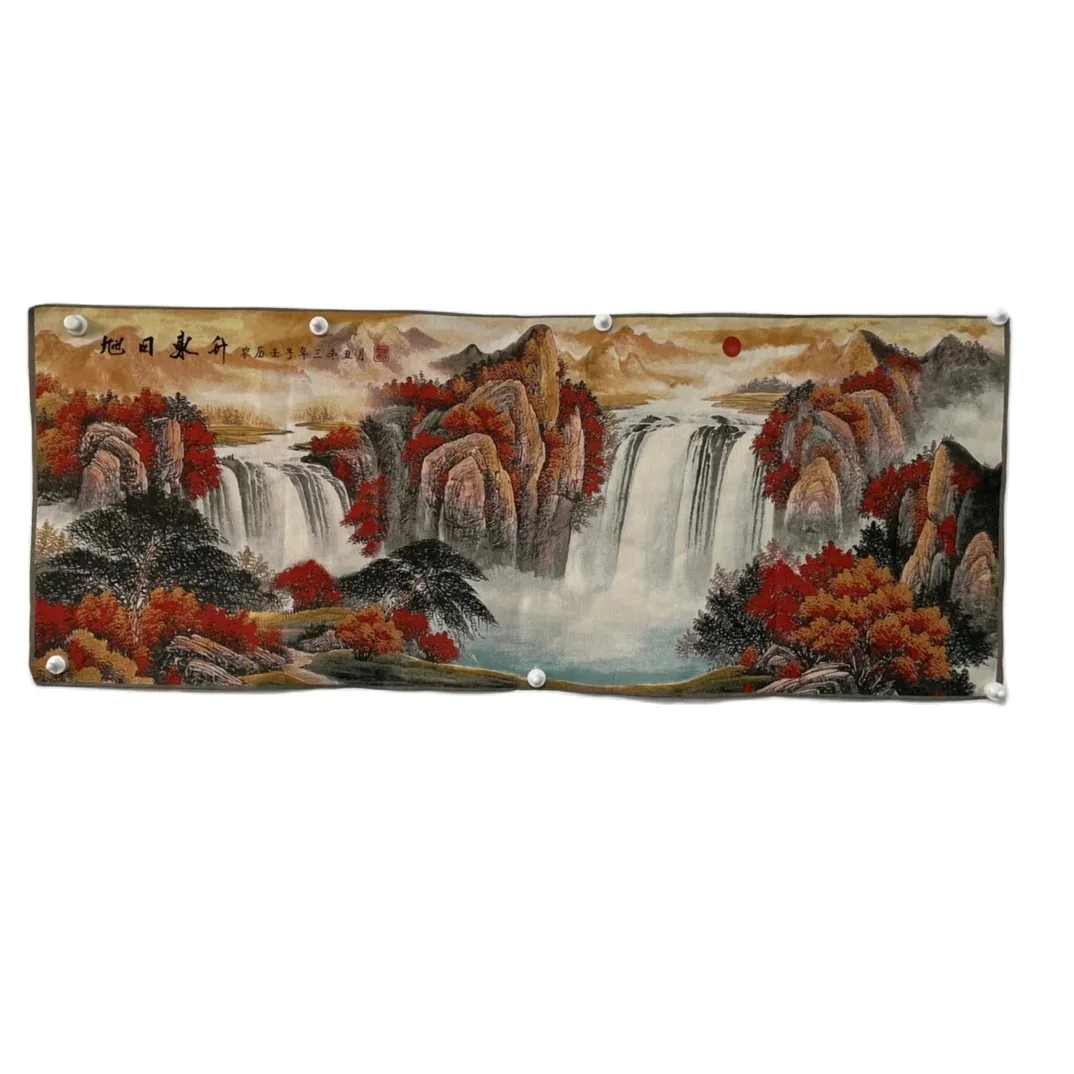 Sunrise in the East, Retro Tangka Embroidered Long Screen Decorative Hanging Picture