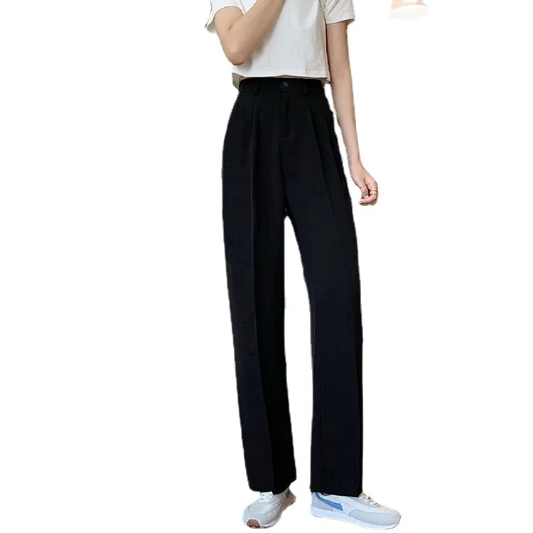 Women's wide leg pants 2024 new summer straight leg casual suit pants Korean version high waist hanging pants