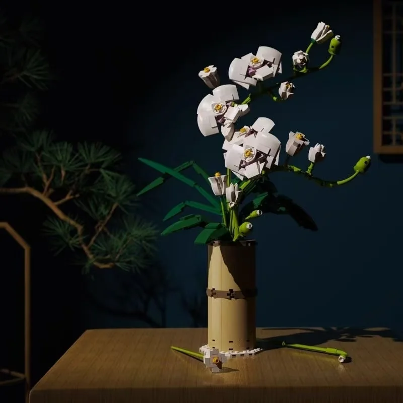 

Креативный набор строительных блоков для создания искусственного букета орхидей, 588 деталей, DIY модель цветочного сада, подарок для девочек, детей, декор для дома