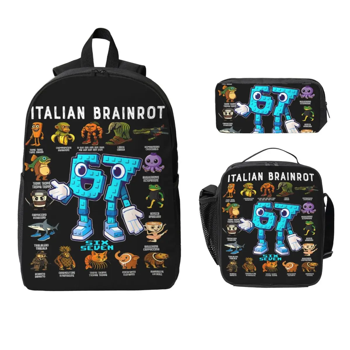 3Pcs 67 Accessories Backpack Set for Boy Girl Pen Bags Bookbag Sets with Lunch Box For Primary School Students Knapsack