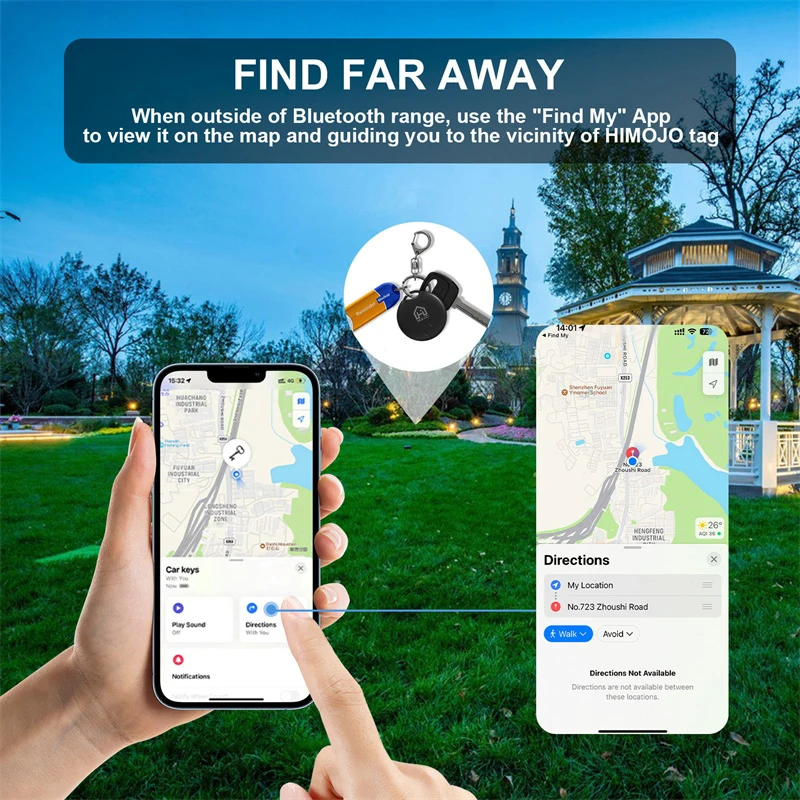 Himojo 4/2/1 Pack Bluetooth GPS Smart Tag Based on Apple Find My App Pet Anti-loss Tracker City Real Time Tracking Key Finder