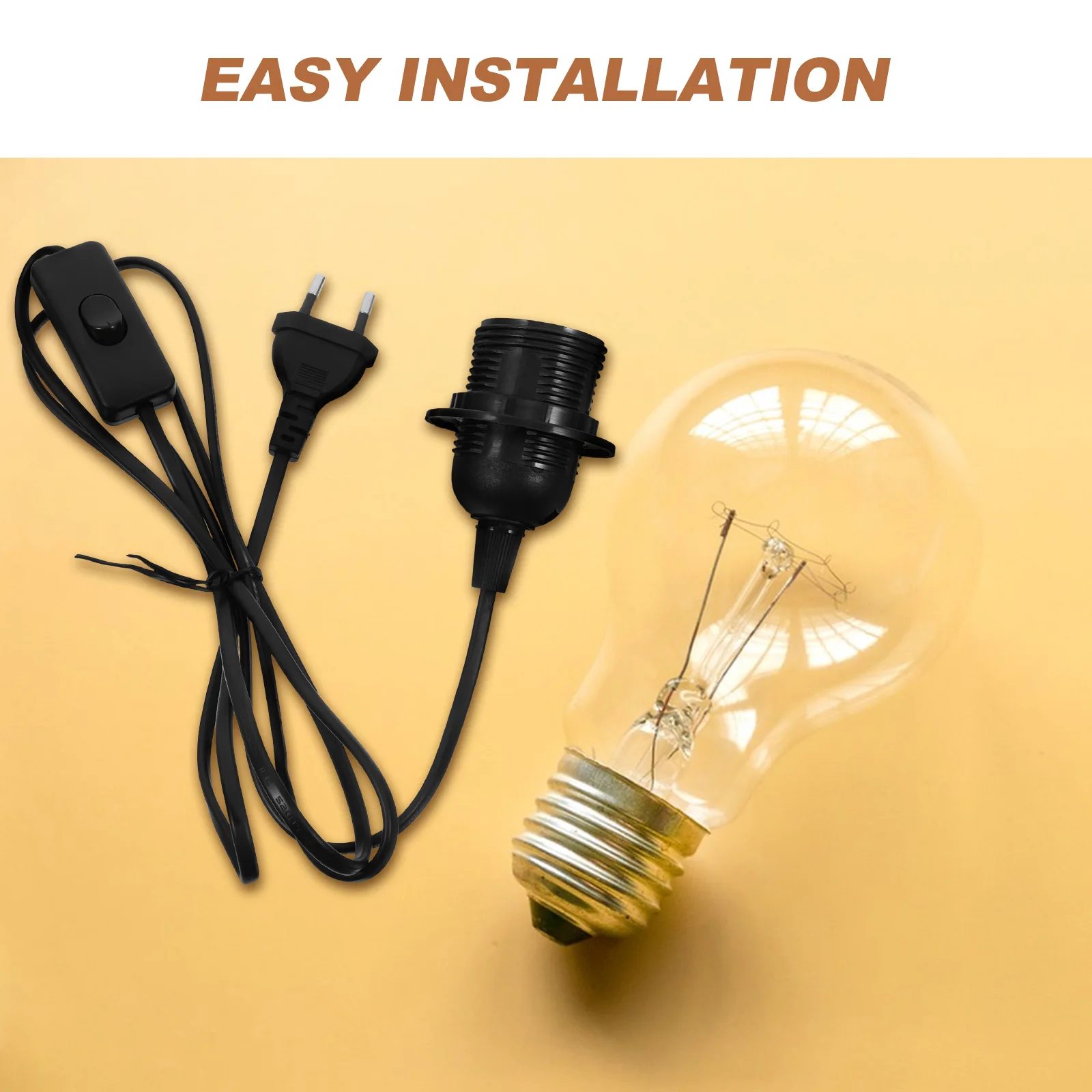 

1.8m Double Round Plug Switch Light Cord Cable E27 Socket on Off Eu Plug Fire Resistant Hanging Pendant Light for Indoor Outdoor