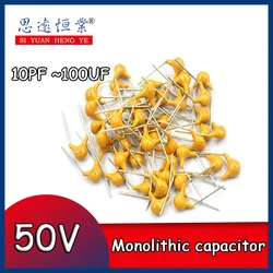 20PCS 50V Monolithic capacitor 10PF 20PF 22PF 30PF 47PF 100PF 470PF 4.7NF 1NF 3.3NF 10NF 47NF 330NF 680NF 1UF 2.2UF 4.7UF 10UF
