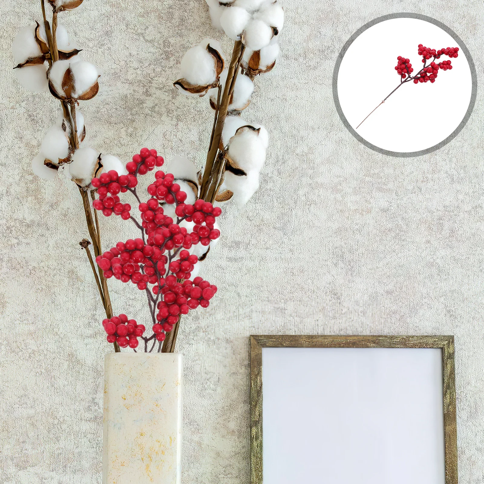 

Artificial Berry Branch Decor 10pcs Set Christmas Simulation Berry Holly Pine Stem Xmas Tree Ornament DIY Snow Decor Gift